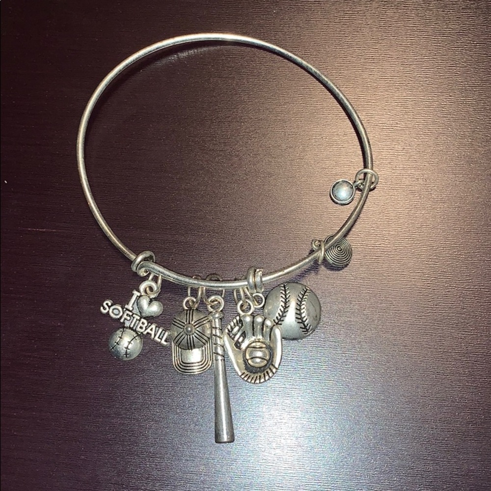 Softball themed charm bracelet